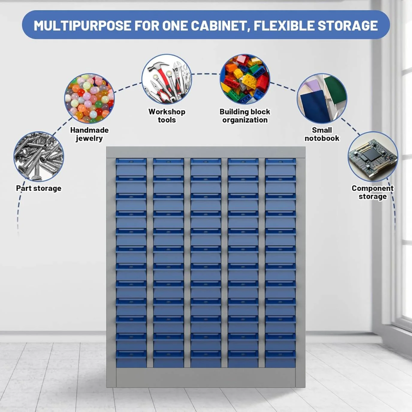 Reykilor 100 Drawers Small Parts Cabinet Bolt and Nut Tool Storage Cabinet Hardware Organizer Electronic Component Sorting Storage