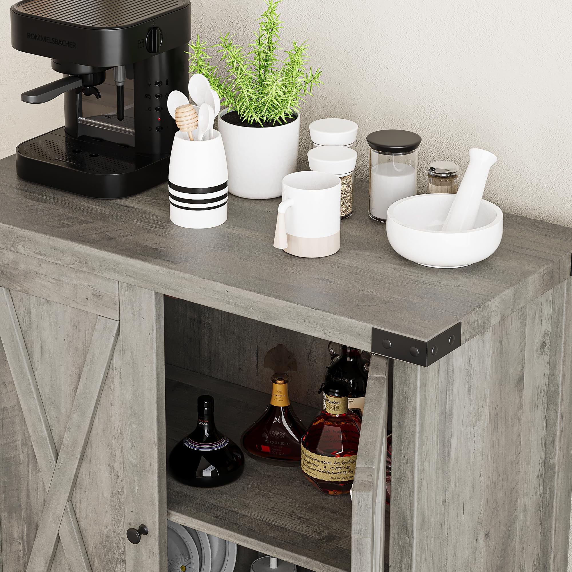 Coffee Bar Cabinet with Storage/Adjustable Shelf 30" Small Kitchen Bar Table Corner Bar Cabinet for Tea Buffet Sideboard Cabinet for Dining Room, Farmhouse Coffee Station for Wine