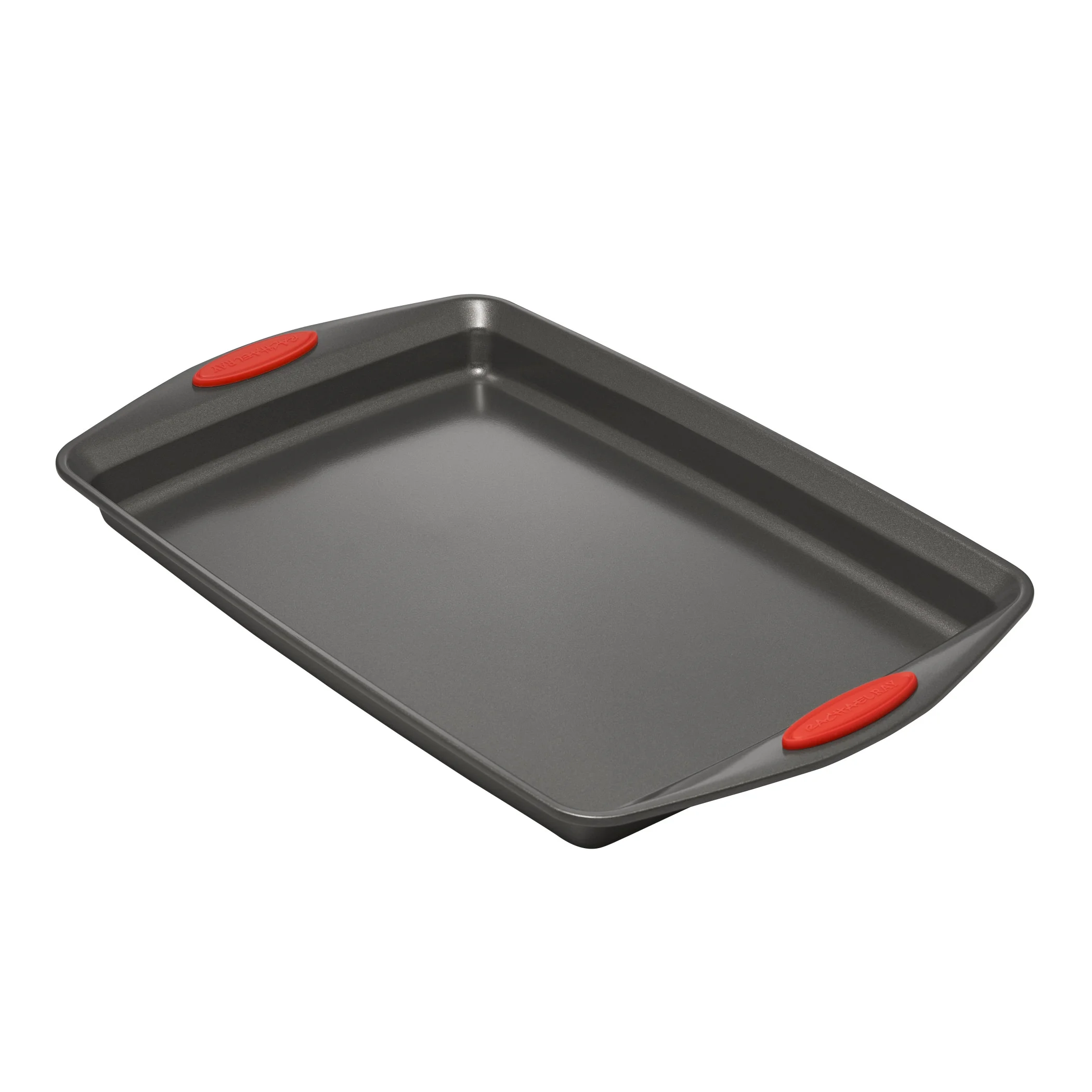 Rachael Ray Yumo Nonstick Oven Lovin Bakeware Set, Gray with Red Handles. 5 Piece Set