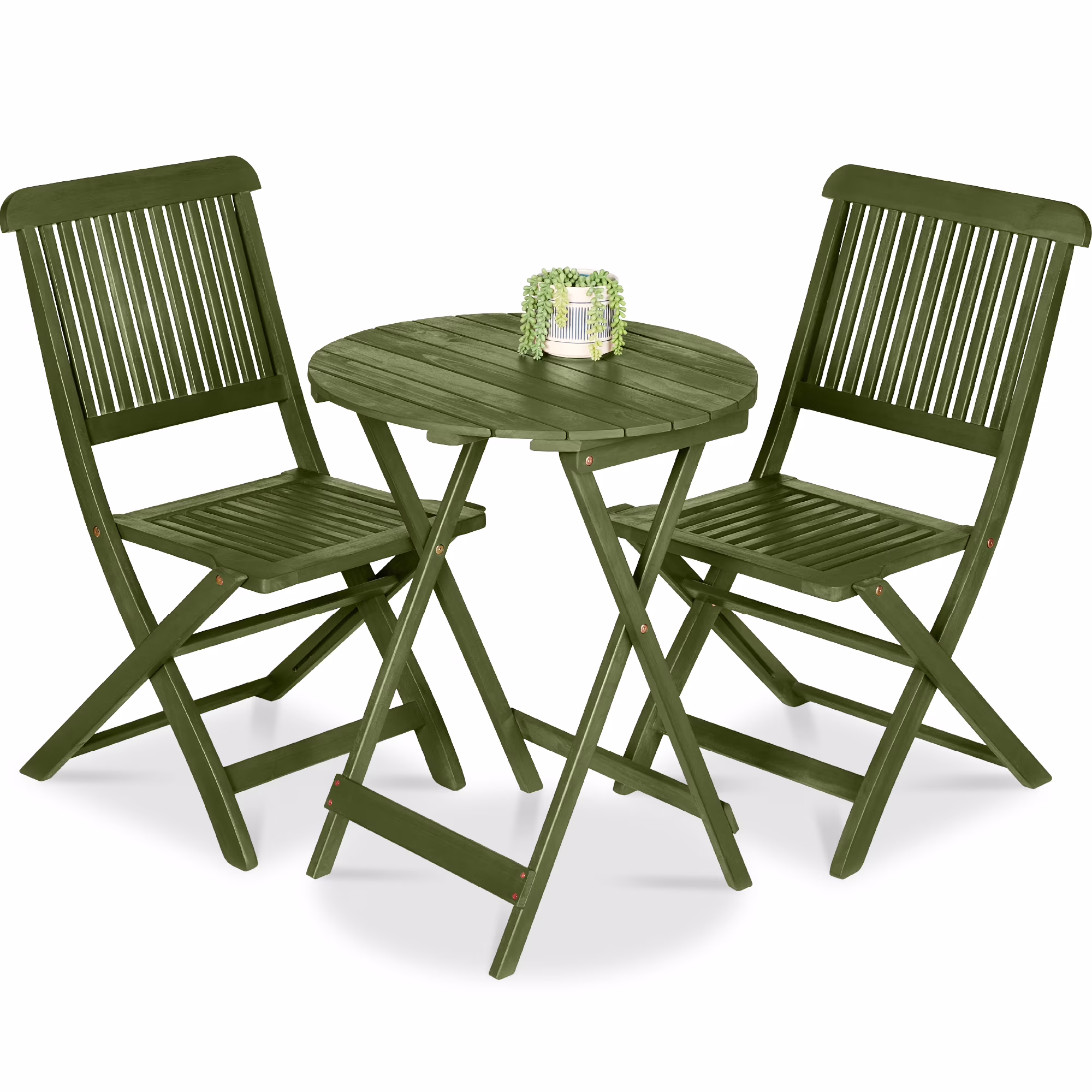 Best Choice Products 3-Piece Acacia Wood Bistro Set, Folding Patio Furniture w/ 2 Chairs, Table - Natural