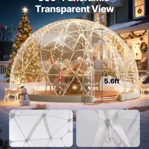 VEVOR Garden Dome Tent, 12 x 7.2 ft Outdoor Clear Bubble Tent for 4-7 Person, Weatherproof Geodesic Dome Greenhouse with Window, PVC Igloo Tents for Backyard Patios Camping Party Wedding