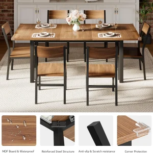 iPormis 63" Extendable Dining Table for 4-8, Square Wooden Dining Room Table with Metal Base, Modern Extendable Table for Small Kitchens, Dining Office Areas, Black