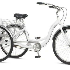 Schwinn Meridian Adult Tricycle Bike Mens and Womens Three Wheel Beach Cruiser 26-inch Wheels Low Step-Through Frame Wide Seat Rear Folding Basket Sin