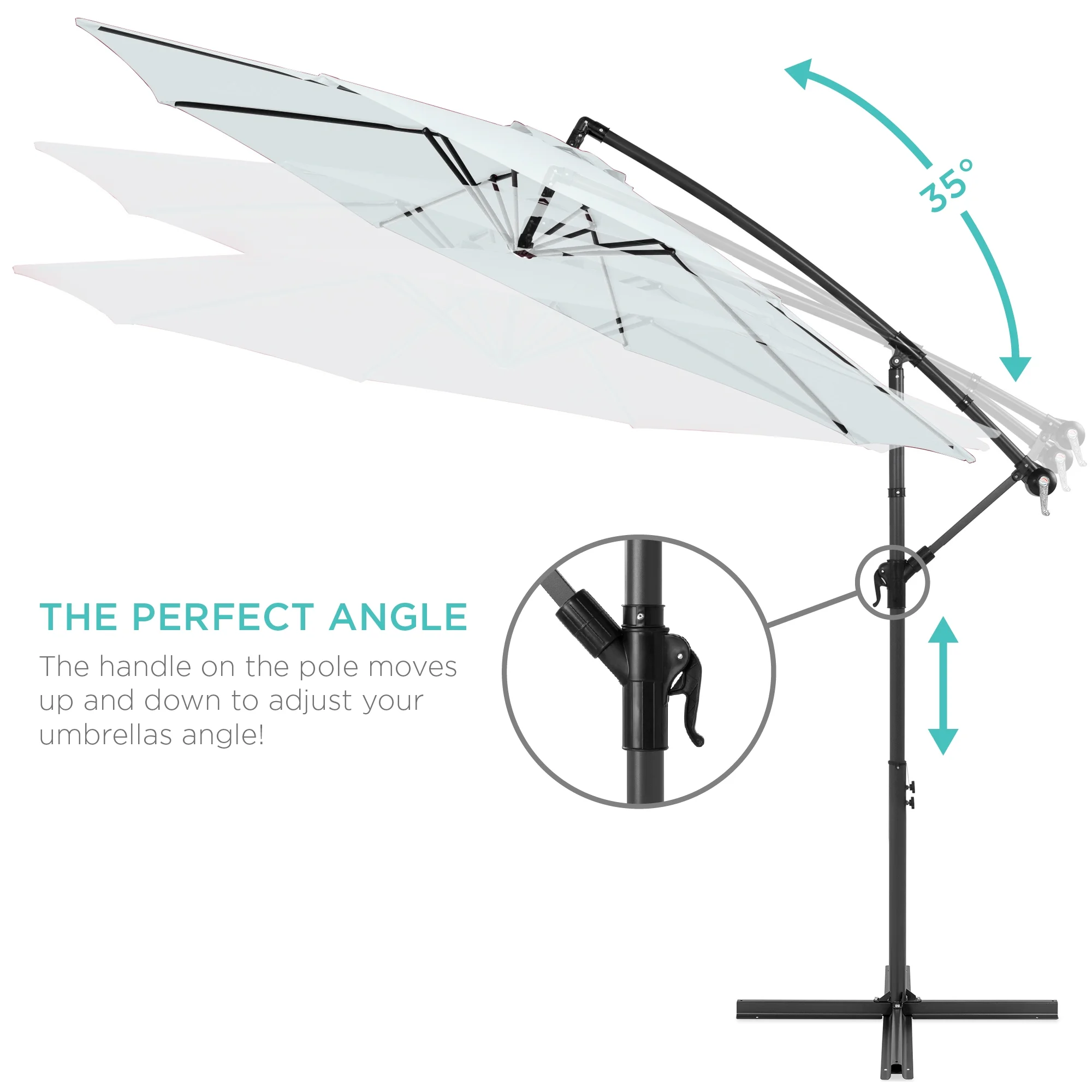 Best Choice Products 10ft Offset Hanging Outdoor Market Patio Umbrella w/ Easy Tilt Adjustment - Tan