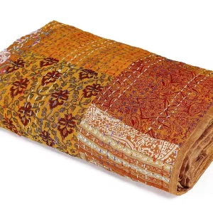Handicraft Rajasthani Quilt Handmade Bed Cover Silk Bedsheet Home Decor Quilt