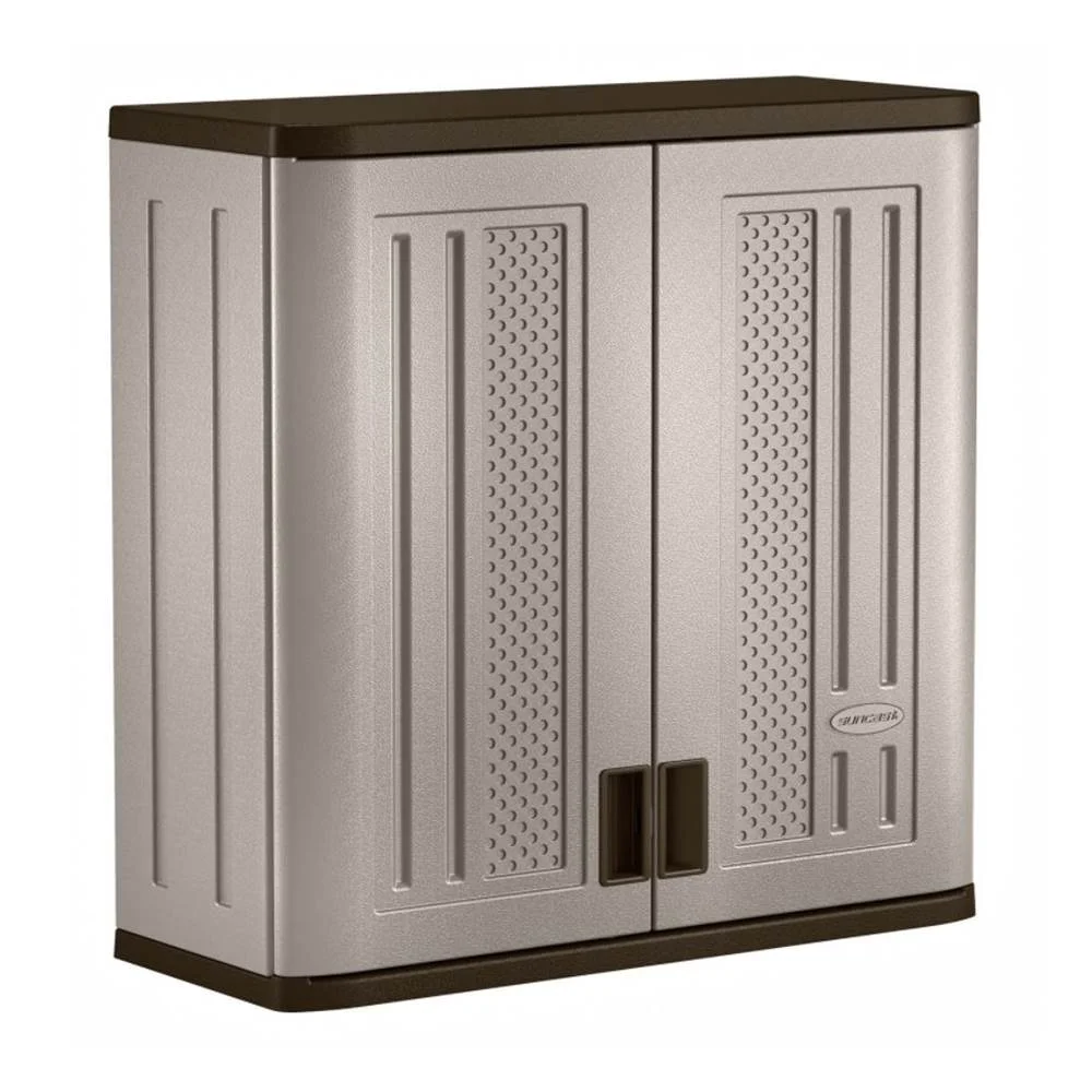 Suncast 30"W x 12"D x 30.25"H Resin Wall Garage Storage Cabinet, Platinum Metallic