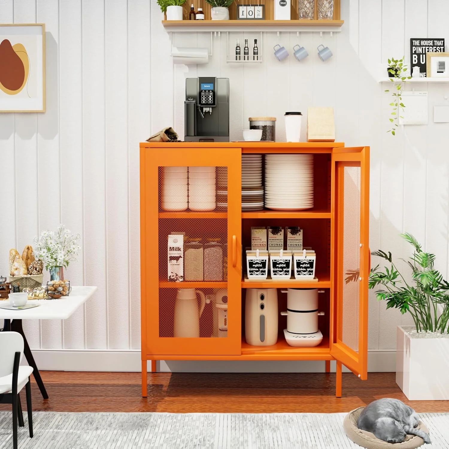 CHSHIN 40" H Blue Metal Storage Cabinet with 2-Mesh Doors for Home,Office,Kitchen,Bar(Width:31.5")