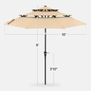 Best Choice Products 10ft 3-Tier Patio Umbrella, Market Sun Shade w/ Tilt Adjustment, Easy Crank - Red