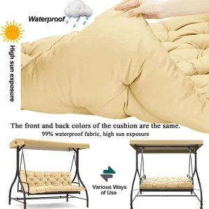 Replacement Cushions for Swing, Waterproof Porch Swing Cushion, 2-3 Seat Outdoor Bench Cushion with Backrest for Patio Furniture Garden Porch Loveseat Glider Pad (Sky Blue 70*40in)