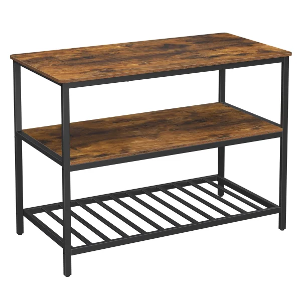 VASAGLE Kitchen Storage Island 3-Tier Kitchen Shelf Organizer Kitchen Baker’s Rack Coffee Bar Rustic Brown & Black