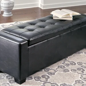 Signature Design by Ashley Contemporary Benches Upholstered Storage Bench Black
