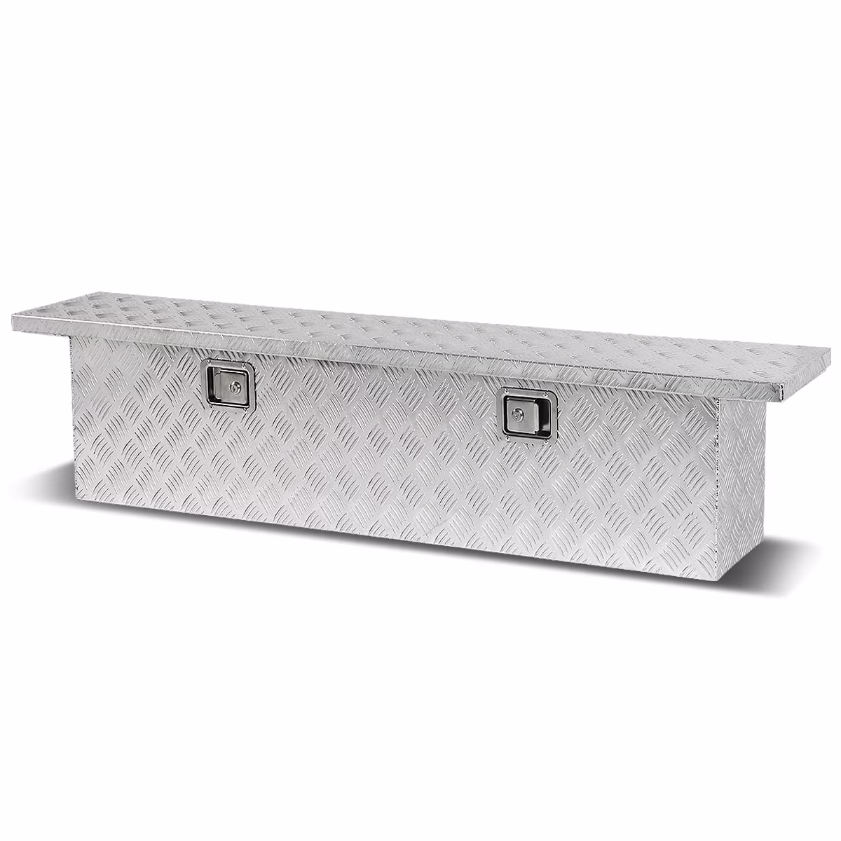 DNA Motoring 69"X12"X16" Chrome Aluminum Pickup Truck Trunk Bed Tool Box Trailer Storage w/Lock