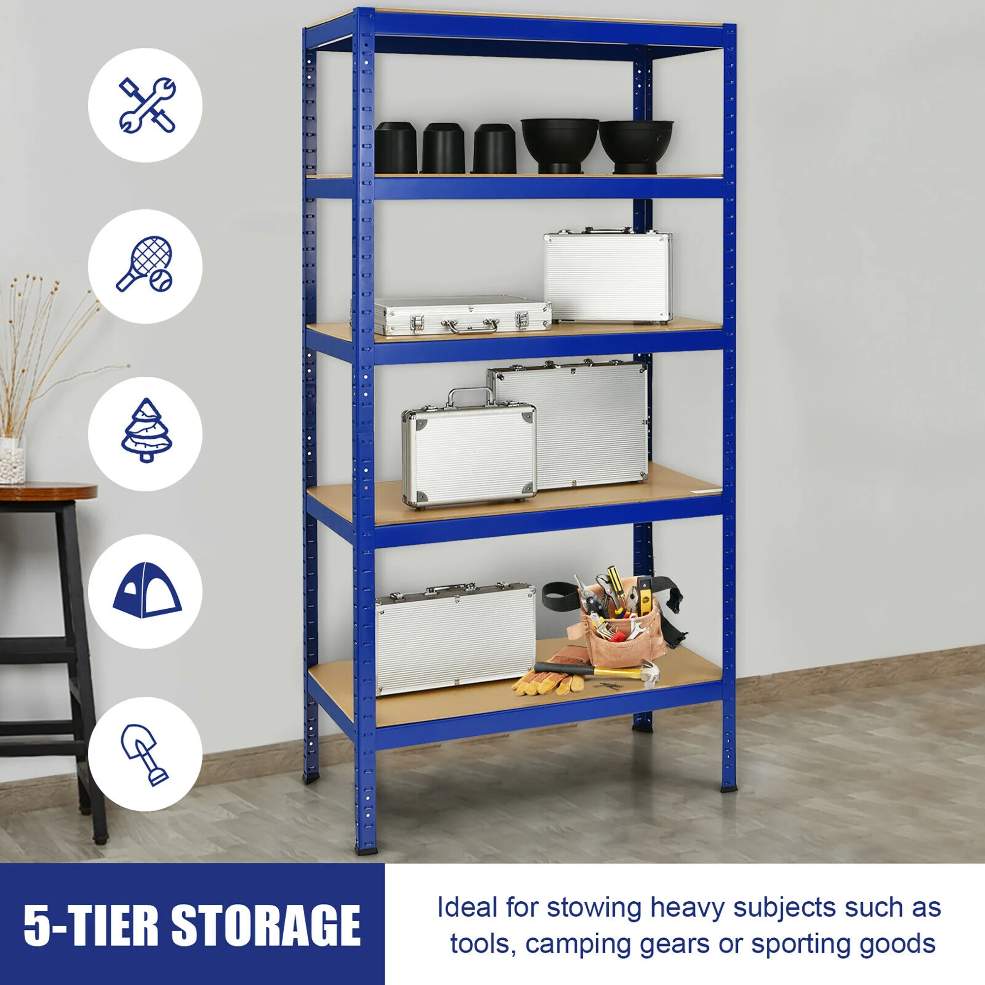 Costway 72'' Heavy Duty Steel 5 Level Garage Shelf Storage Adjustable Shelves Silver