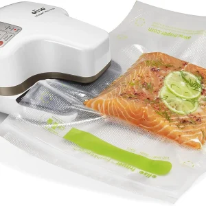 Oliso Pro Frisper PRO-1000 Smart Vacuum Sealer for Food Storage (White) Bundle.
