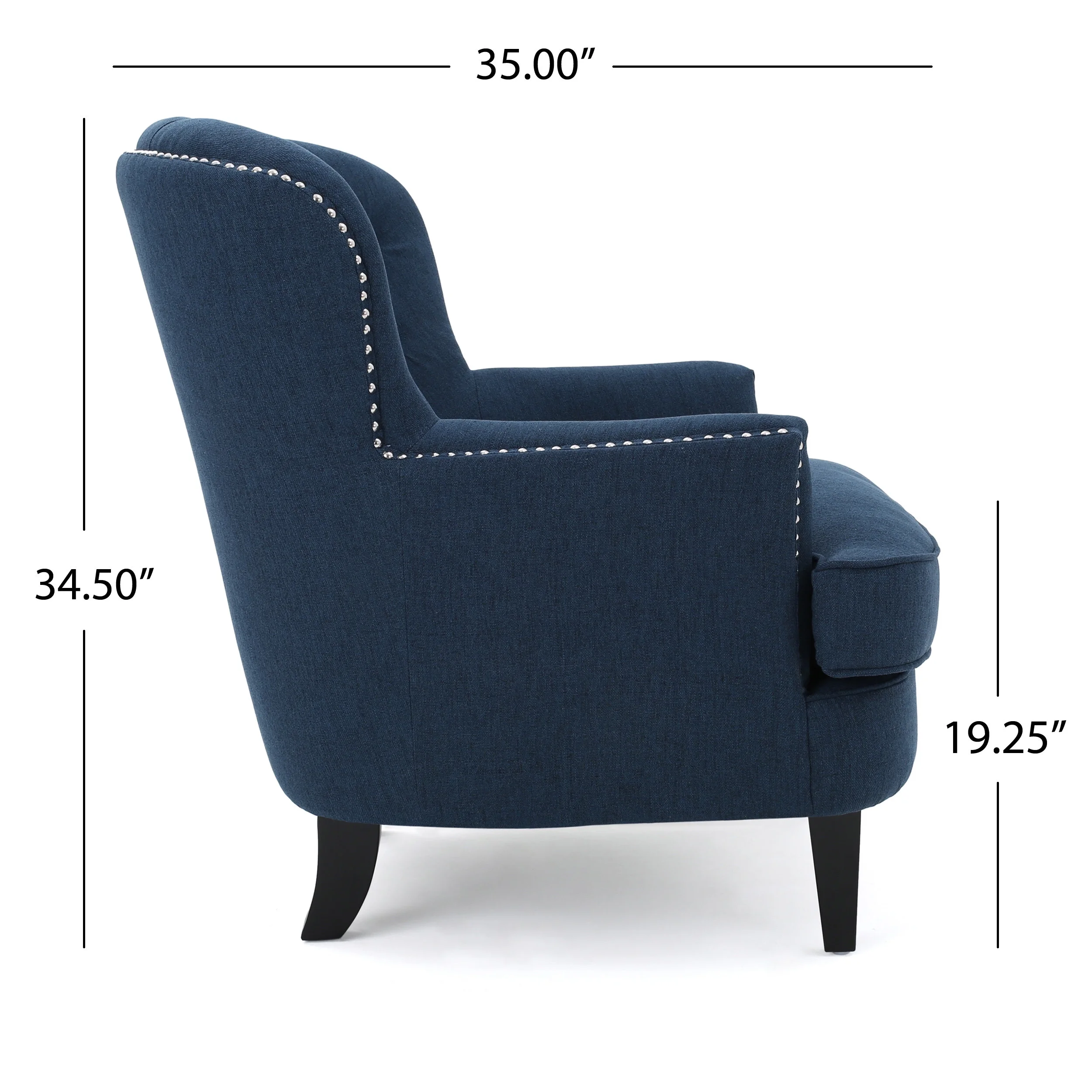 Noble House Tanner Tufted Fabric Club Accent Chair, Dark Blue