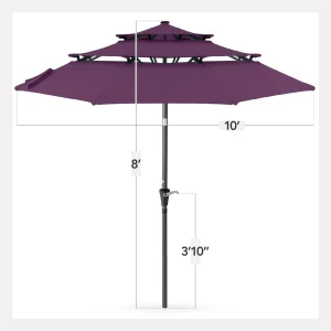 Best Choice Products 10ft 3-Tier Patio Umbrella, Market Sun Shade w/ Tilt Adjustment, Easy Crank - Red