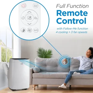 BLACK+DECKER 10,000 BTU Portable Air Conditioner for Rooms up to 450 Sq. Ft. with Remote – White