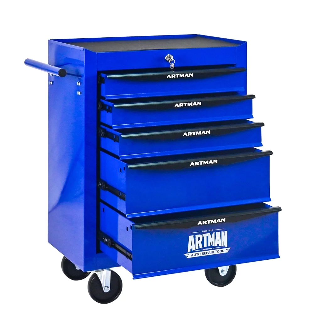 Rolling Metal Tool Chest with 5 Drawers, 20" 5-Drawer Tool Chest Cabinet with Ball Bearing Drawer Slides, Steel Tool Storage Box Organizer