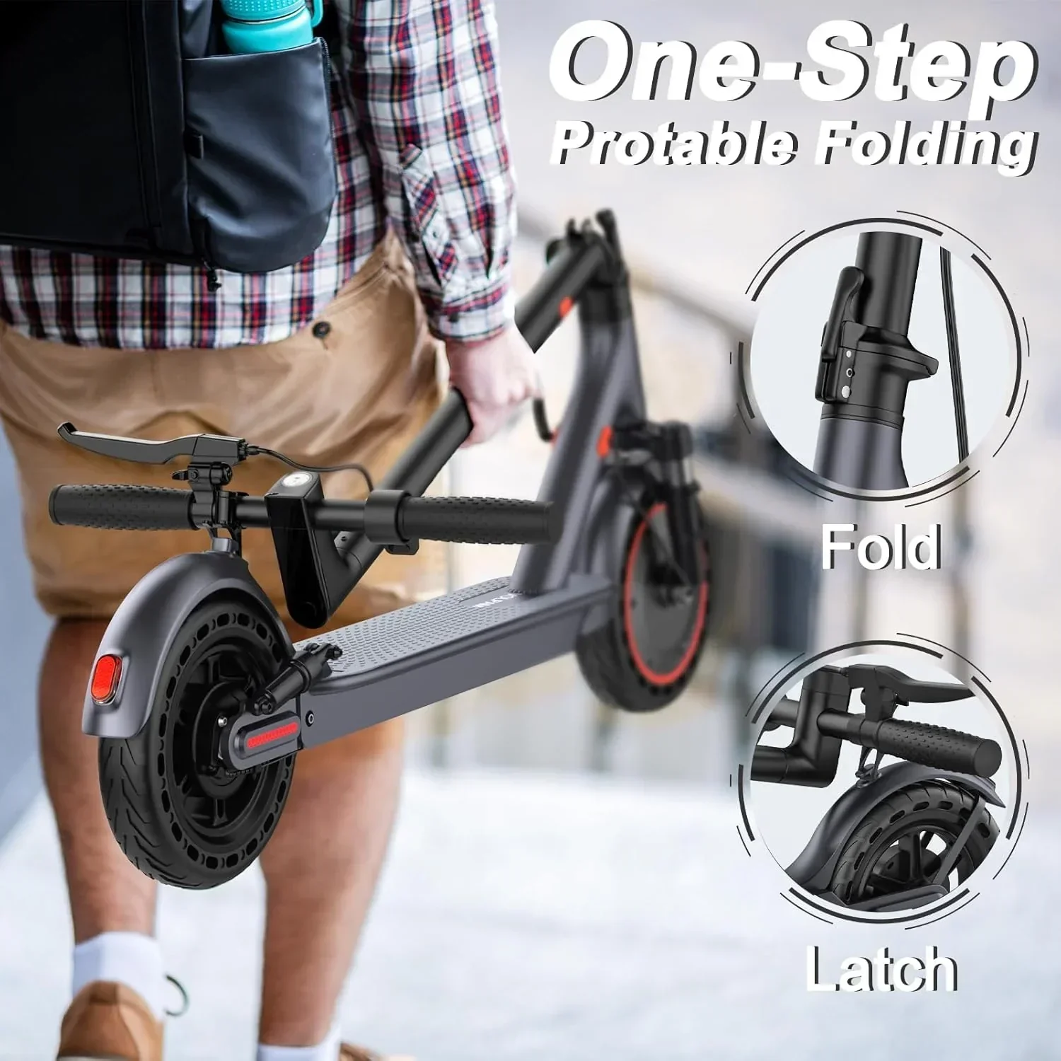 Electric Scooter 350W/500W Powerful Motor 8.5"/10" Solid Tires 19/22Mph 28/21/12 Miles Range