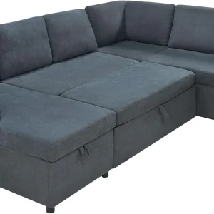 VanAcc Sofa Bed, Sleeper Sofa with Storage Chaise 2 in 1 Pull Out Couch Living Room