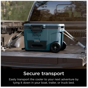 Ninja | Cooler | FrostVault 45QT Cooler with Wheels | Insulated with Temp Dry Storage Drawer | Keeps Ice Cold for Days | for The Beach, Camping, Picnics & More | Ocean Blue | FB245AOB