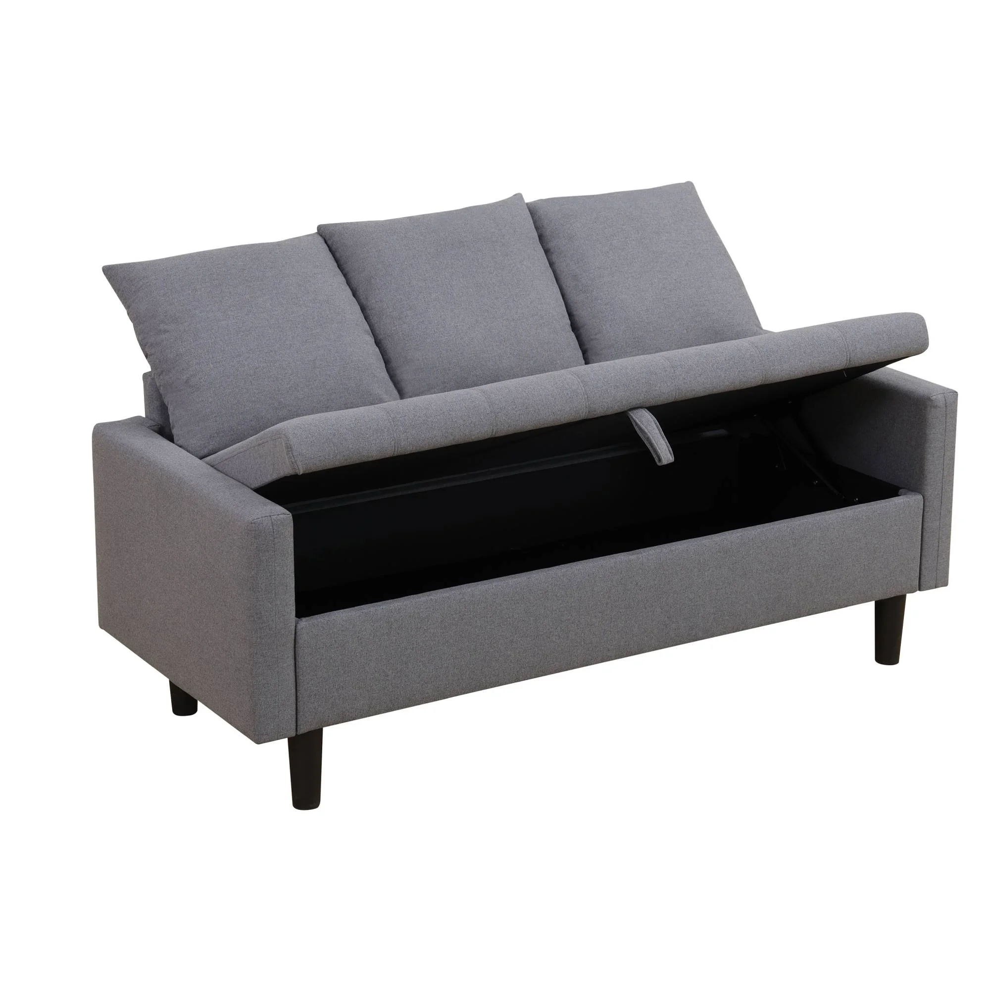 Futon Sofa Bed with Storage, Modern Futon Couch Loveseat Small Couches for Living Room, Grey