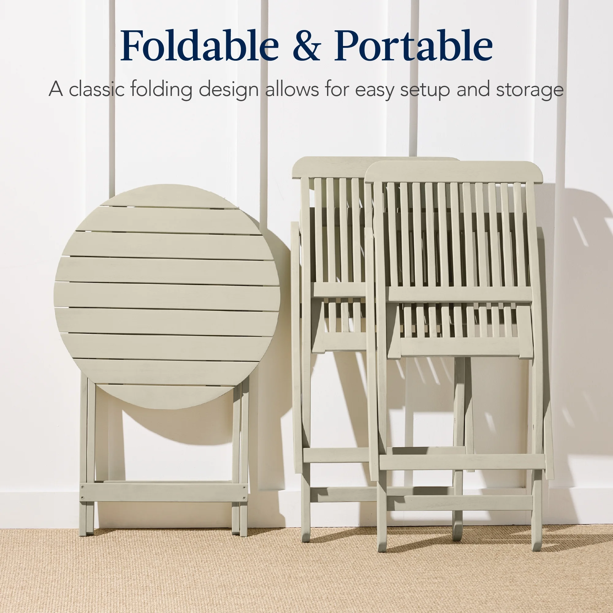 Best Choice Products 3-Piece Acacia Wood Bistro Set, Folding Patio Furniture w/ 2 Chairs, Table - Natural