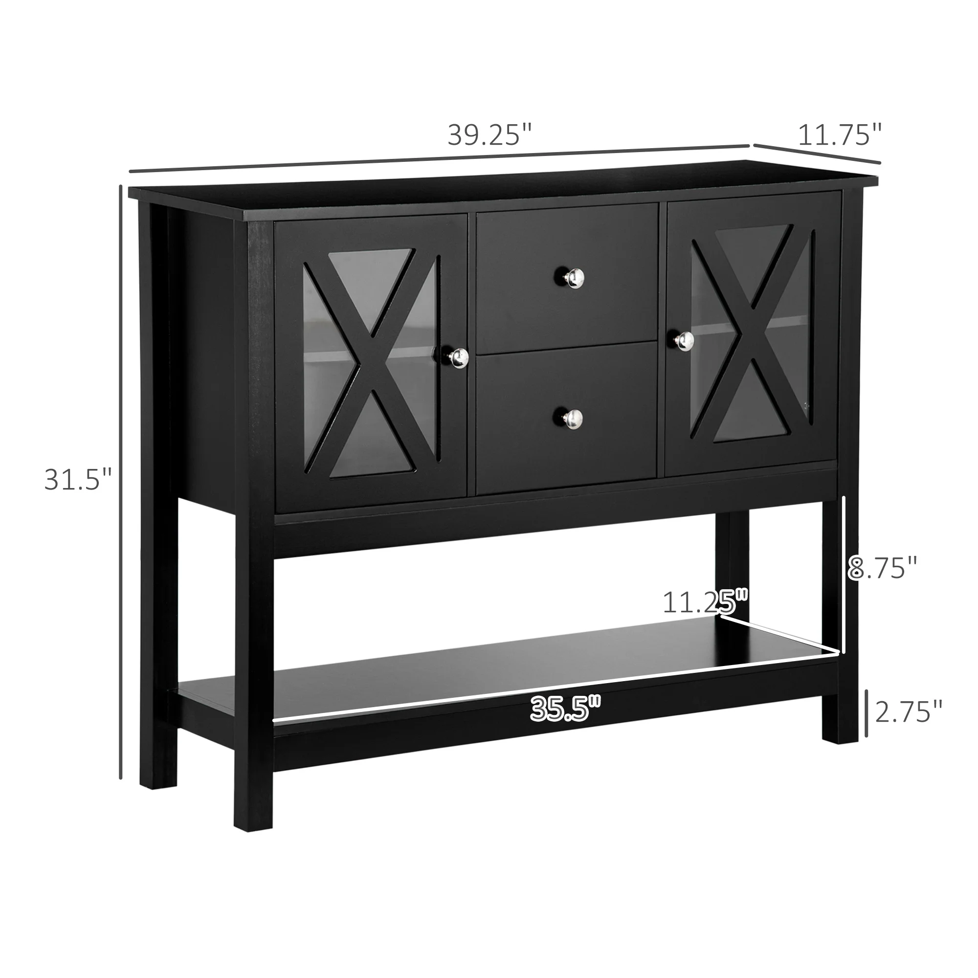HOMCOM Coffee Bar Cabinet, Sideboard Buffet Cabinet, Kitchen Cabinet with Storage Drawers and Glass Door for Living Room, Entryway, White