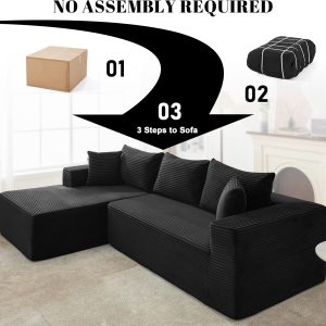 110 Cloud Sectional Couch, Boneless Sofa for Living Room Modular Sectional Sofa with Deep Seat