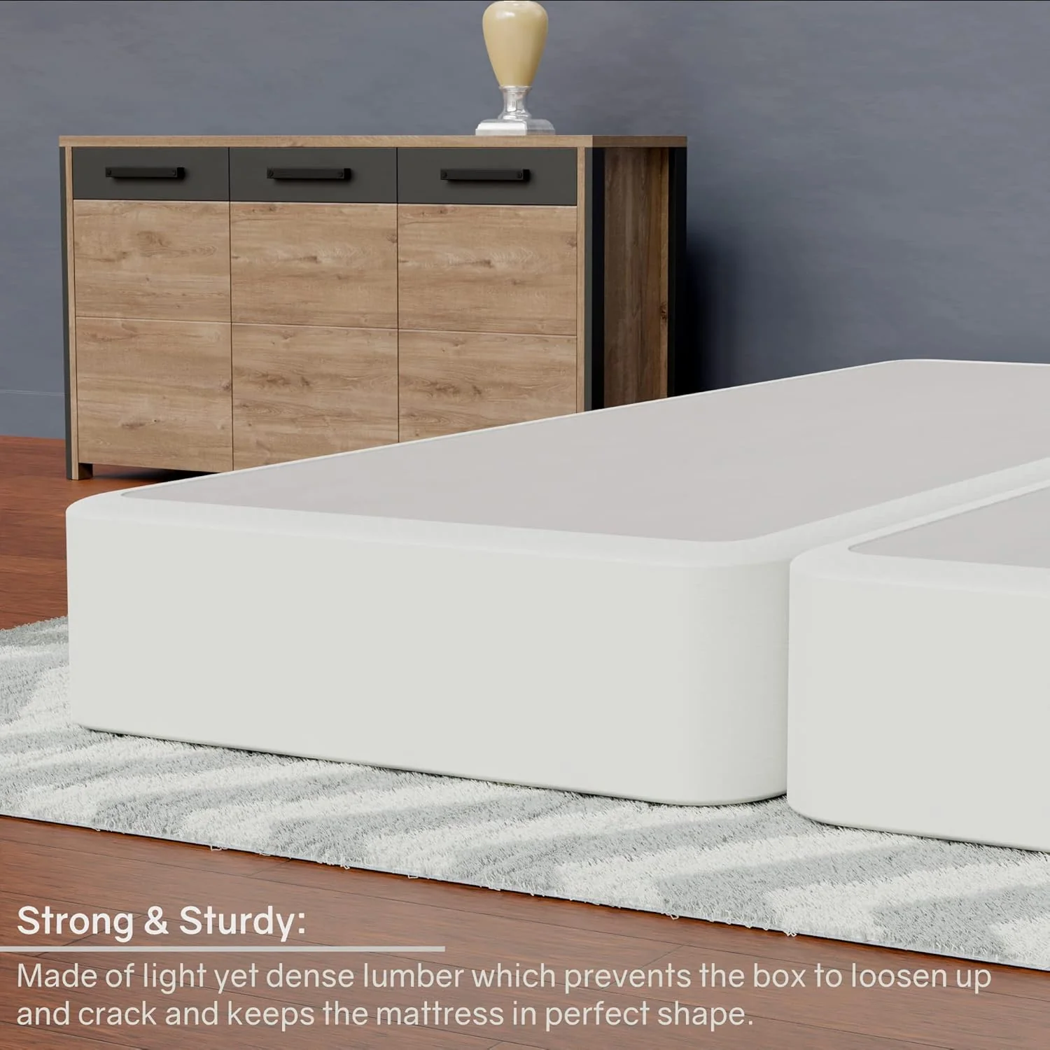Hollywood Queen Box Spring/Foundation – Wood Split, Low Profile, Beige, Durable & Compliant