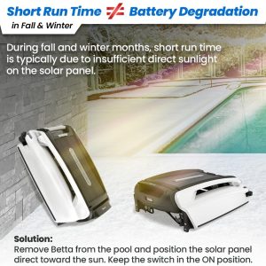 Betta SE Solar Powered Automatic Robotic Pool Surface Skimmer Cleaner with 30-Hour Continuous Cleaning Battery Power and Re-Engineered Twin Salt Chlorine Tolerant Motors (Blue)