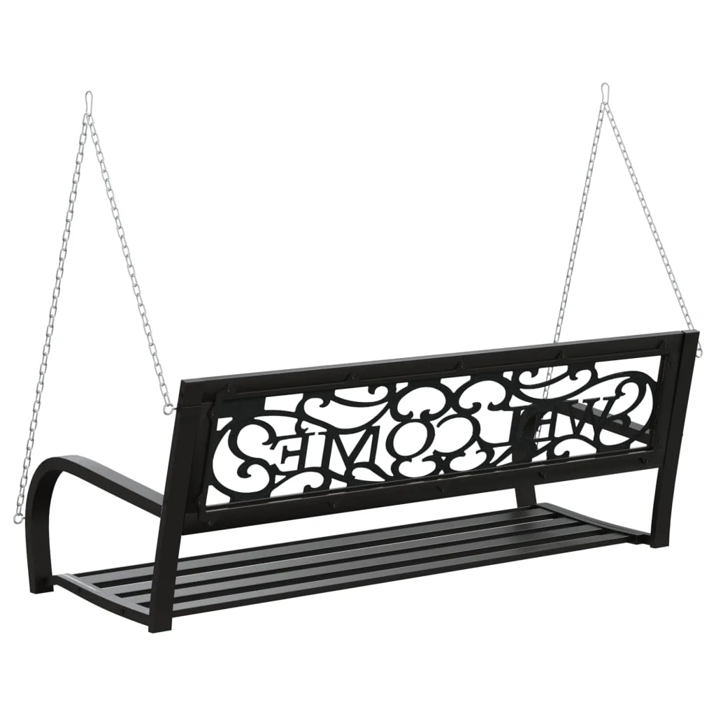 vidaXL Patio Swing Bench 49.2" Steel and Plastic Black