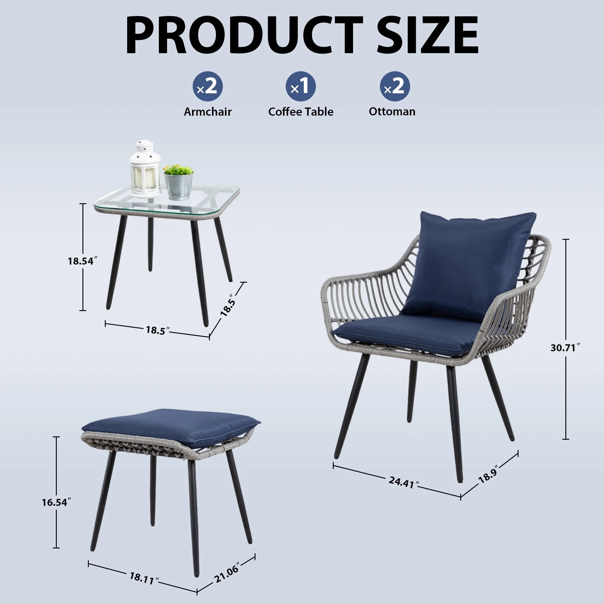 Ainfox 7 Pcs Outdoor Patio Furniture Sofa Set on Sale, Grey Rattan Grey Cushion