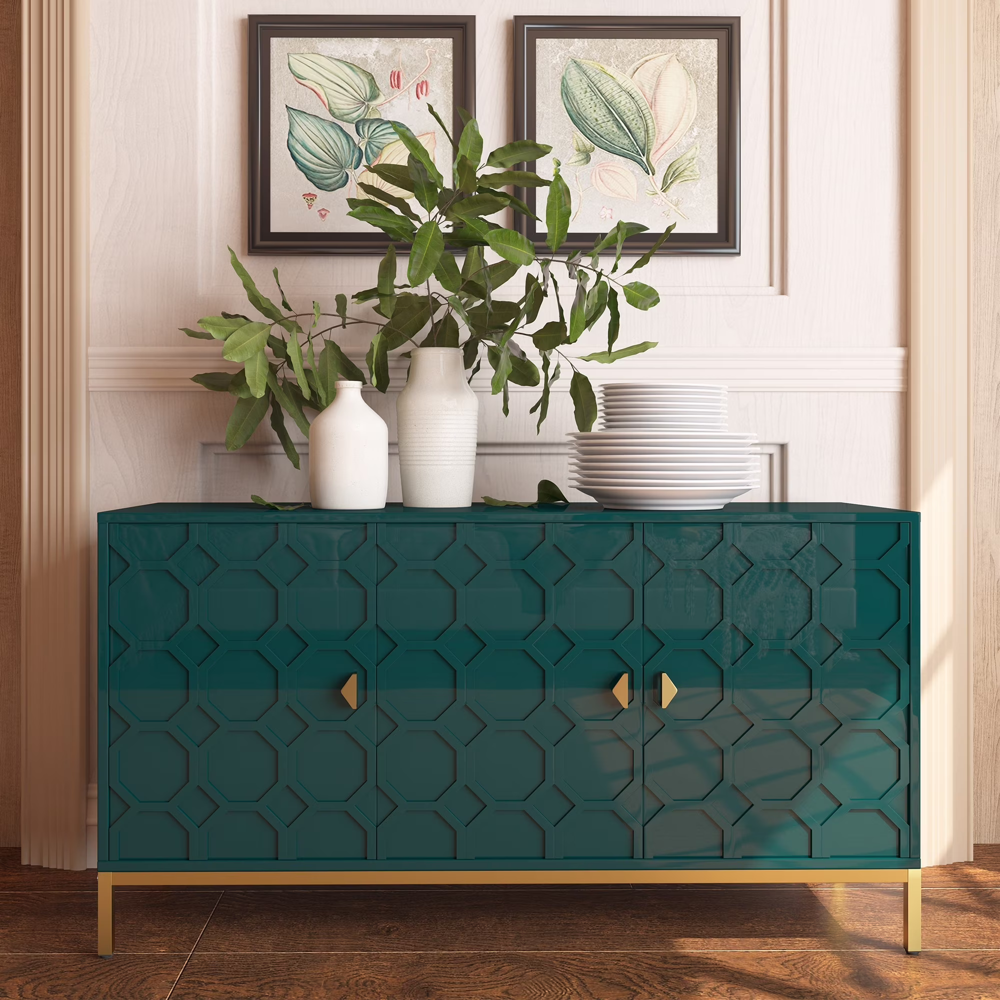Clihome 2-Door Freestanding Locker Storage Accent Cabinet Blue