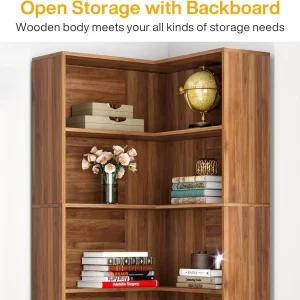 Tribesigns 71" L-Shaped Bookcase, 6-Tier Corner Bookshelf, Industrial Storage Display Rack, Grey
