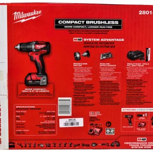 Milwaukee M18 18V Li-Ion Compact Brushless Cordless 1/2 in. Drill/Driver Kit