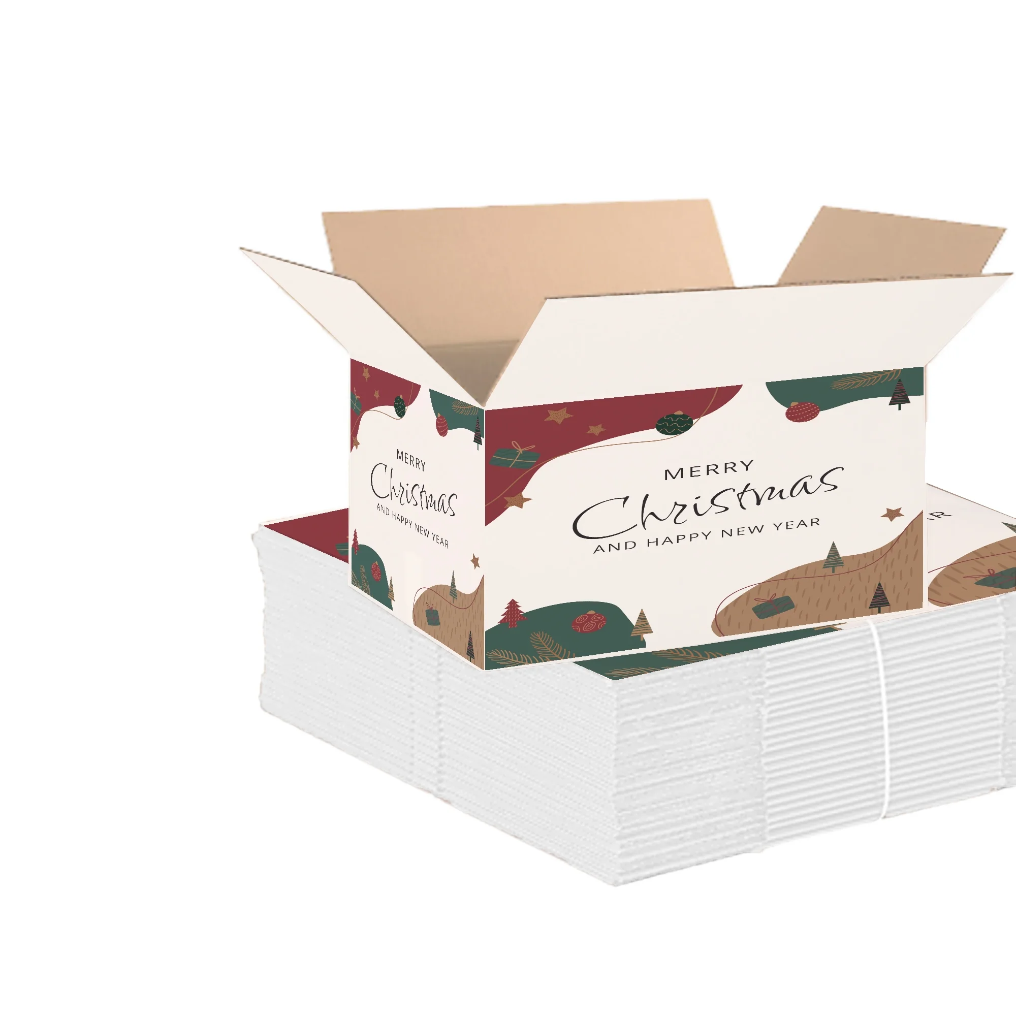 Ucanpack Christmas Boxes 12x12x3 inch - 50 Pack Abstract Xmas Printed Christmas Box Bulk - Holiday Shipping Box Made in USA Christmas Packaging Small Business