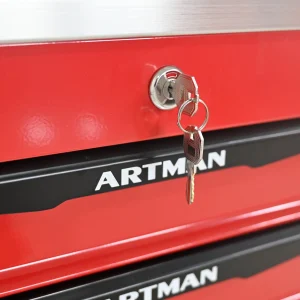 Tool Cabinets 4 Drawers Multifunctional Tool Cart with Wheels,Metal Rolling Tool Cart Storage for Garage Workshop Warehouse Repair Shop--With Stainless Steel Roof- Red&Black,Garage Tool Cabinets