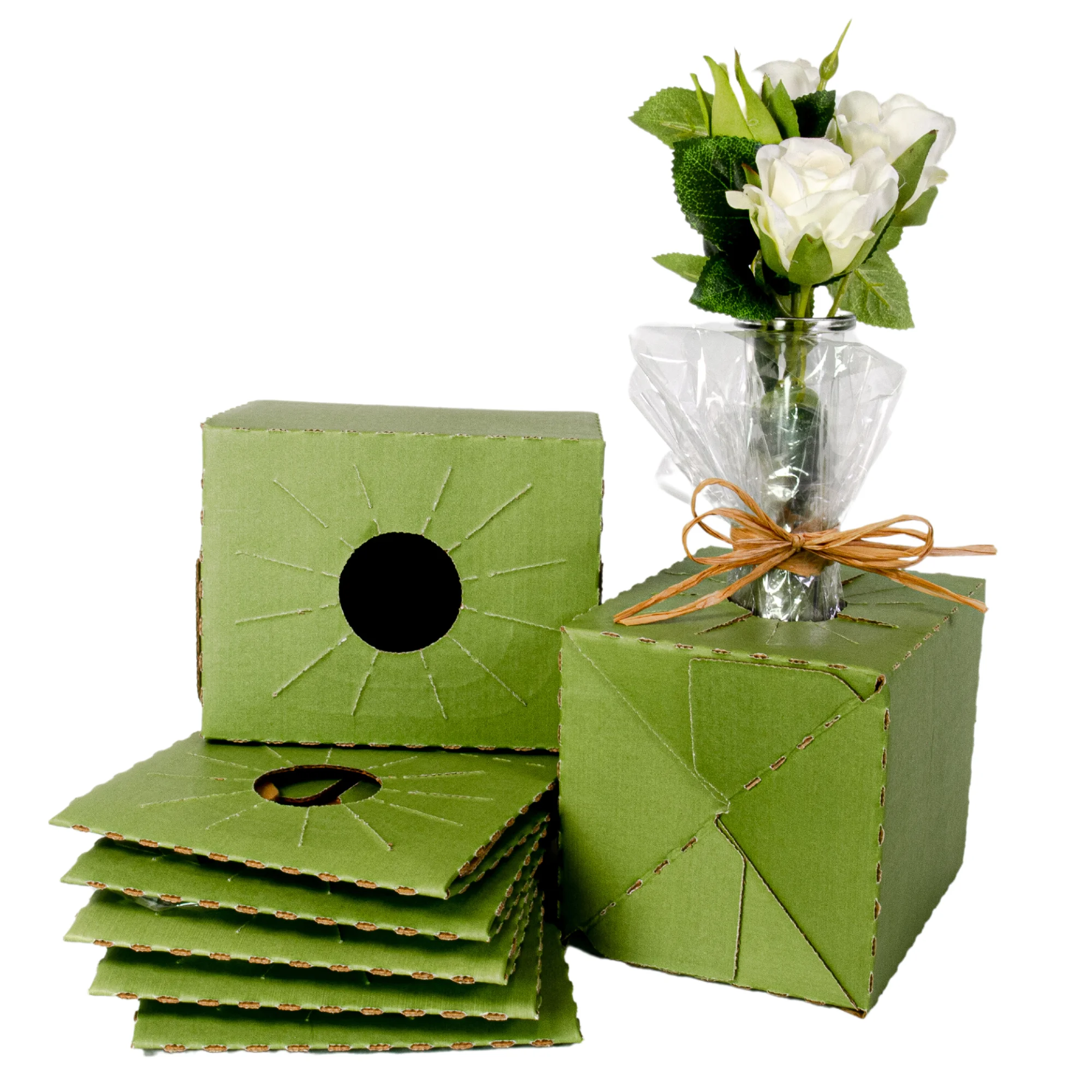 Holiday Designs - Pop-Up Florist Delivery Box, Heavy Duty Corrugated Cardboard Vase Boxes for Secure Floral Arrangements During Transport, 8 x 8 x 5 (Large - Bulk Case of 50)