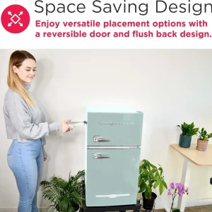Frigidaire Retro Mini Fridge with Freezer & Side Bottle Opener-Small 2 Door Refrigerator for Office Bar or College Dorm Room-3.1 Cu Ft – 19”"D x 20.5" W x 33.5" H