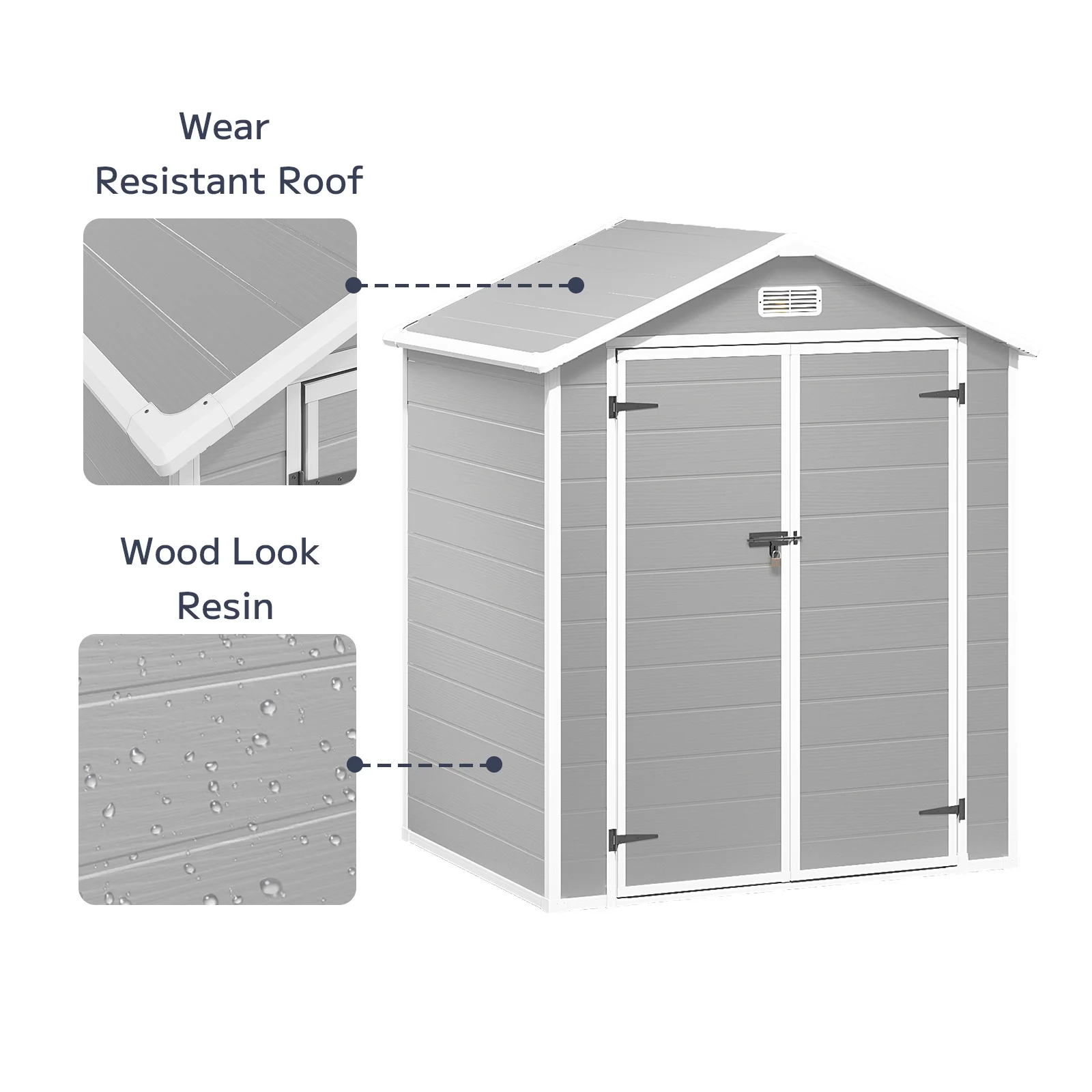 Asofer 6x4 FT Resin Storage Shed, Plastic Outdoor Shed with Floor-Side Window, Lockable Door for Backyard, Garden, Patio, Gray