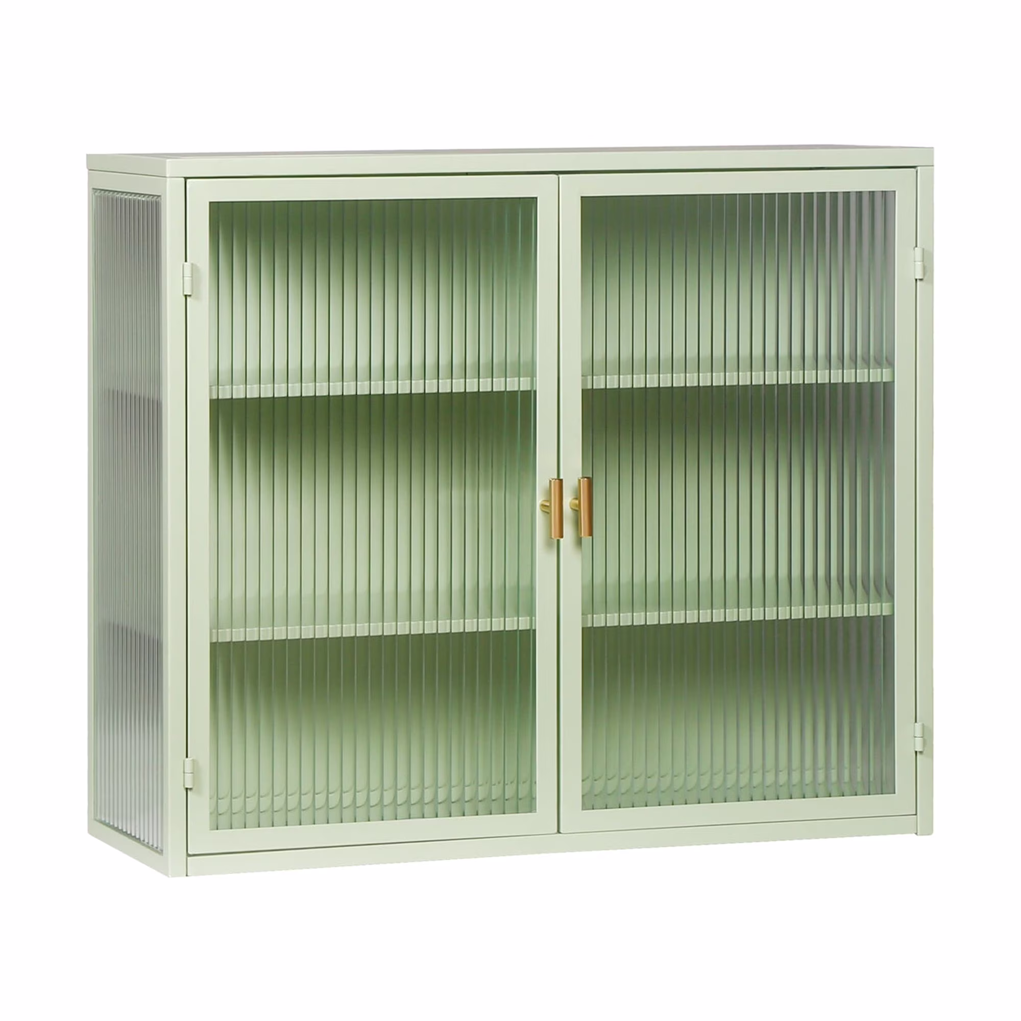 27.56"Modern Wall Cabinet with Glass Doors, Bathroom Cabinet with Featuring Three-tier Storage for Entryway Living Room, Bathroom or Dining Room, Mint Green