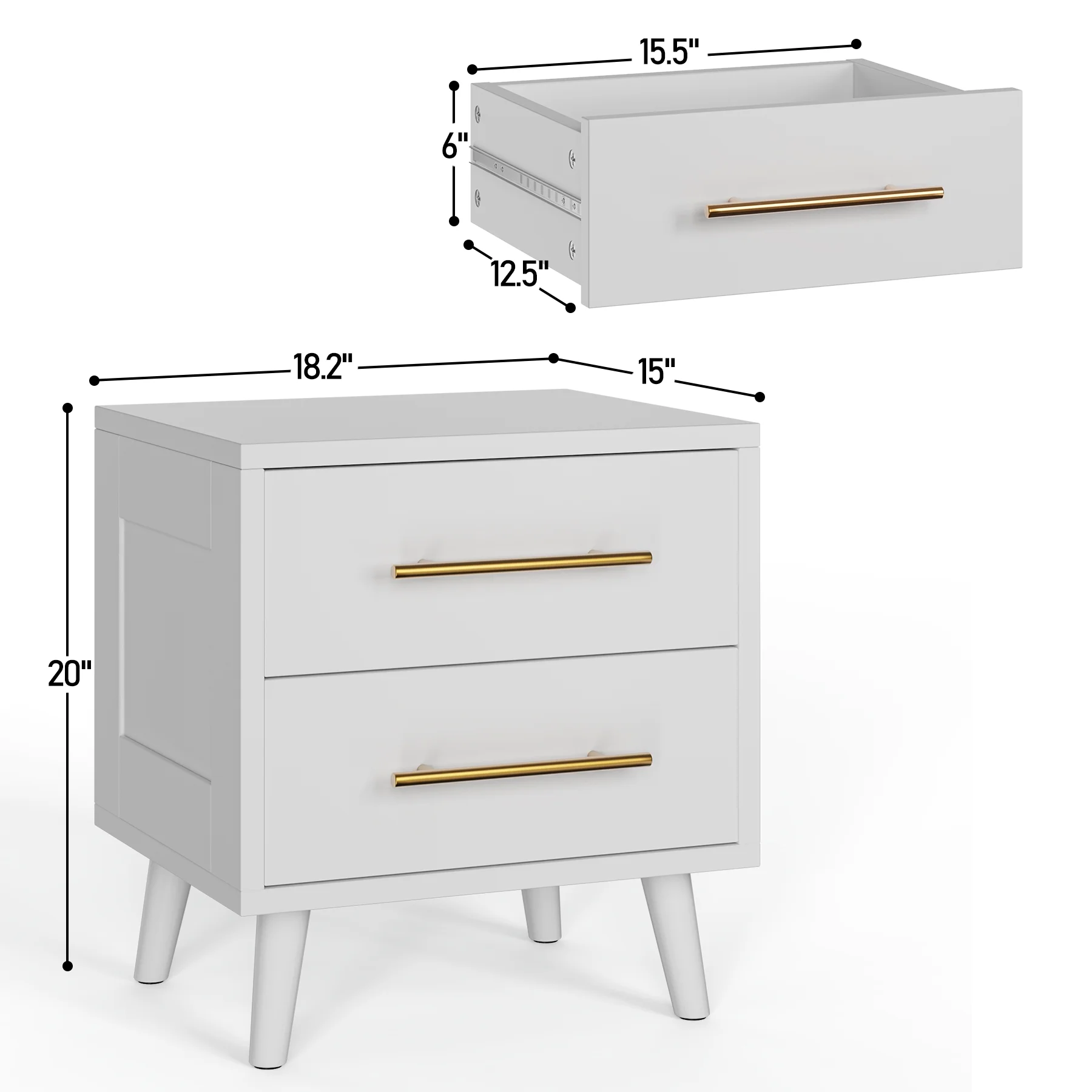 Bedroom Furniture Set - Includes Queen Bed Frame, Nightstands Set of 2, 5-Drawer Dresser & Double Wide 6-Drawer Dresser - Modern Storage Solution for Stylish Home Decor, Black