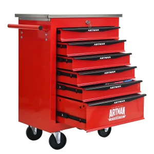 Tool Cabinets 4 Drawers Multifunctional Tool Cart with Wheels,Metal Rolling Tool Cart Storage for Garage Workshop Warehouse Repair Shop--With Stainless Steel Roof- Red&Black,Garage Tool Cabinets