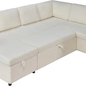VanAcc Sofa Bed, Sleeper Sofa with Storage Chaise 2 in 1 Pull Out Couch Living Room