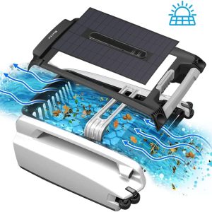 Betta SE Solar Powered Automatic Robotic Pool Surface Skimmer Cleaner with 30-Hour Continuous Cleaning Battery Power and Re-Engineered Twin Salt Chlorine Tolerant Motors (Blue)