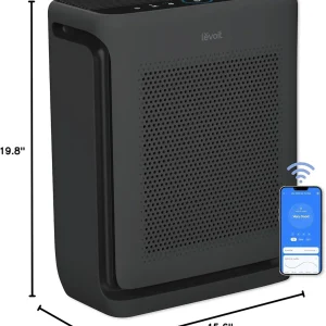 Air Purifiers for Home Large Room Up to 1800 Ft² in 1 Hr with Washable Pre-Filter, Air Quality Monitor, Smart WiFi, HEPA Sleep Mode for Allergies, Pet Hair in Bedroom, Vital 200S-P, White