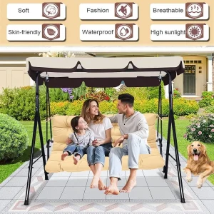 Replacement Cushions for Swing, Waterproof Porch Swing Cushion, 2-3 Seat Outdoor Bench Cushion with Backrest for Patio Furniture Garden Porch Loveseat Glider Pad (Sky Blue 70*40in)