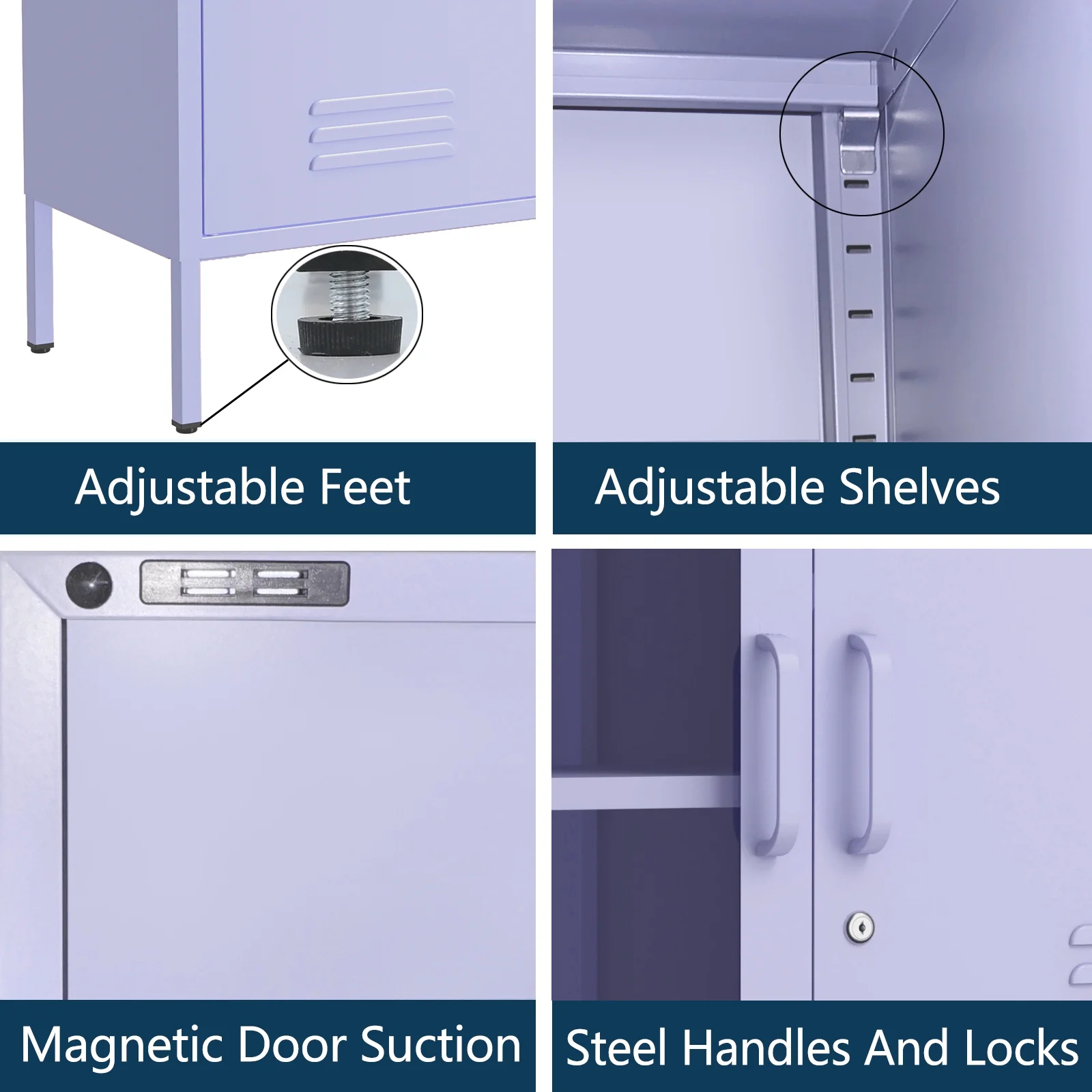 33 Inch Glass And Metal Storage Cabinet Adjustable Shelves 2 Door Lockable Lockers 3 Layer Multipurpose Lockers Laundry Room Or Utility Room Cabinet Home Purple Size- 33"H X 29.5"W X 13.8"D
