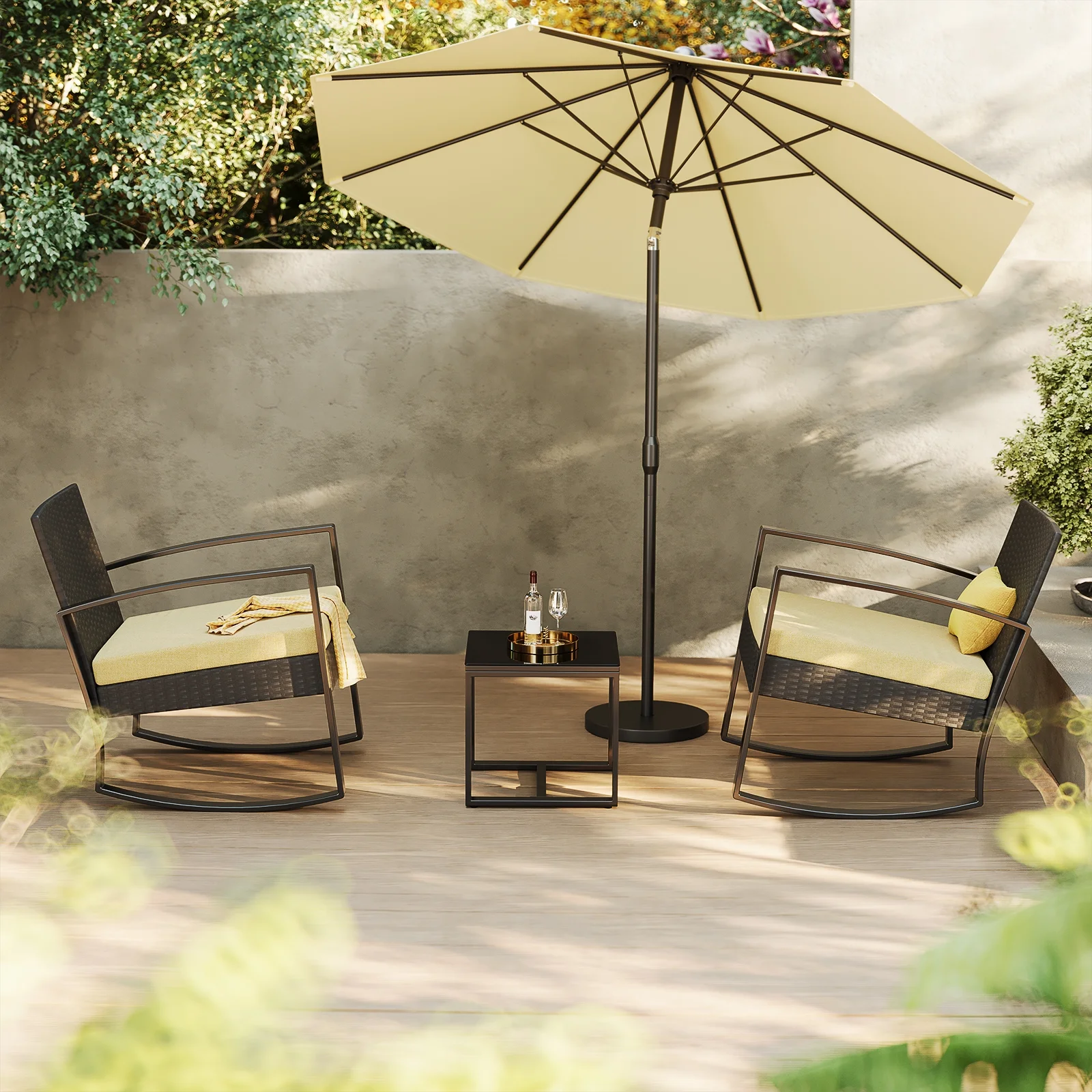 Patio Furniture Set Clearance, Lofka 5 Piece Outdoor Sectional Furniture Chair Set with Cushions and Tea Table, Gray